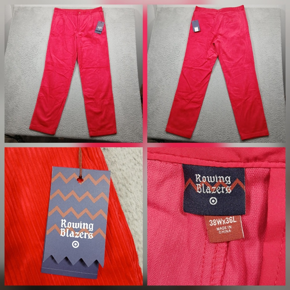 Rowing Blazers‎ Target Men's Corduroy Pants 38x36 Red Straight Leg NWT